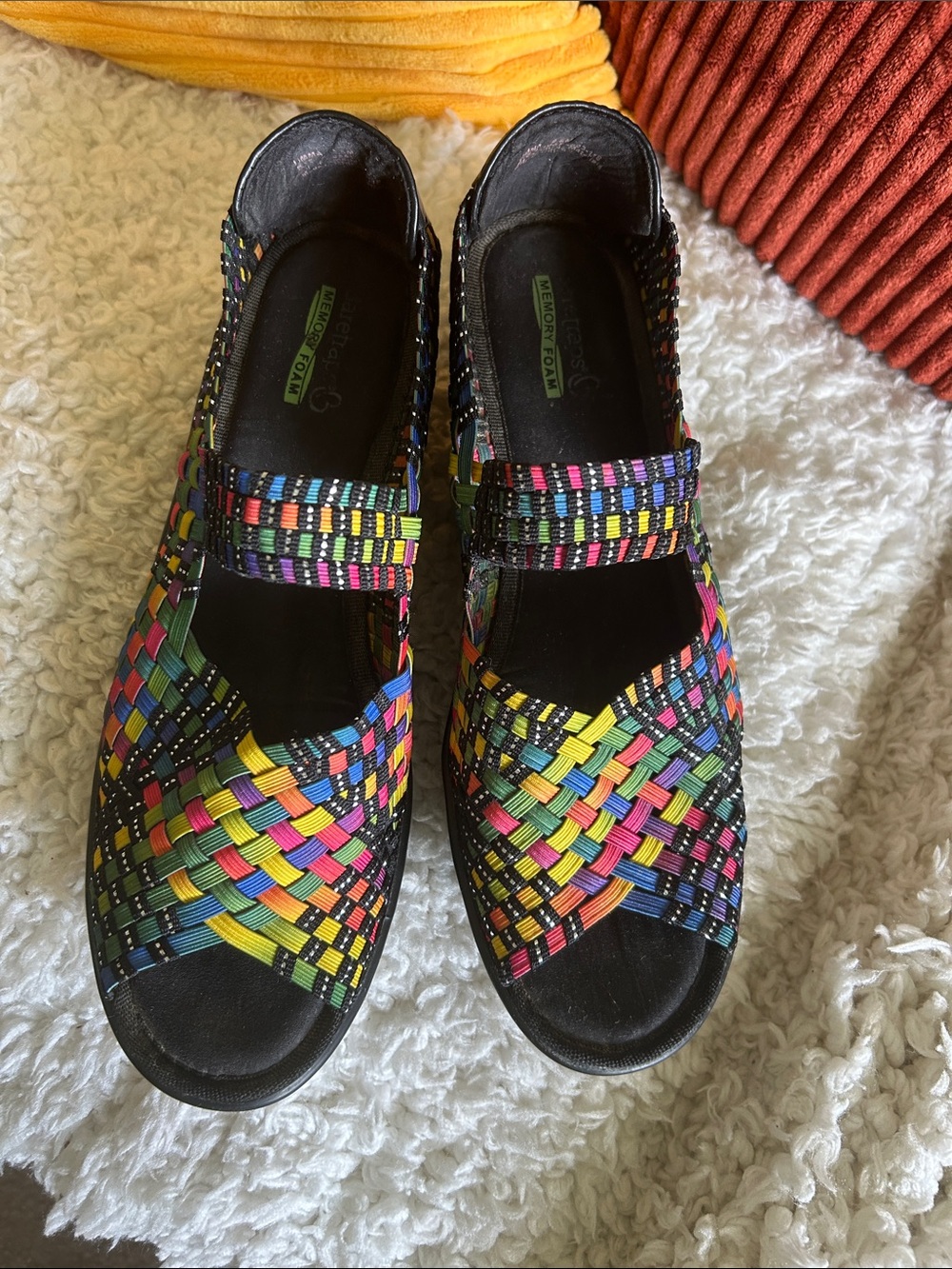 BareTraps Black Multicolor Woven Mary Jane Sandals